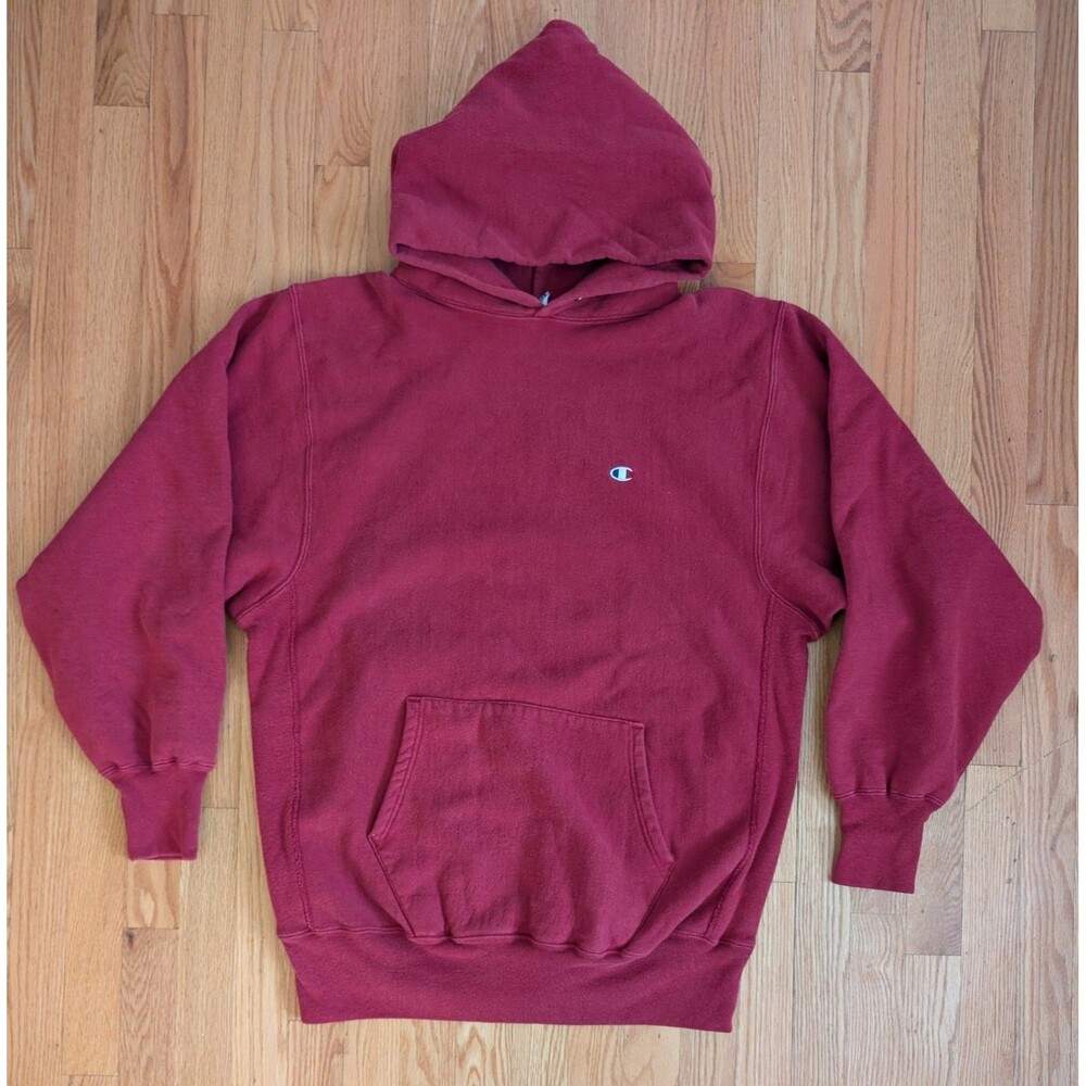 Vintage Champion Hoodie Mens 2XL Red Reverse Weave Embroidered C Made USA 90s